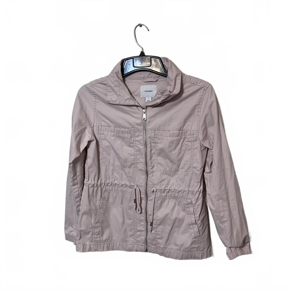 Old Navy Blush Pink Lightweight Front Drawstring Zip-Up Utility Jacket Small